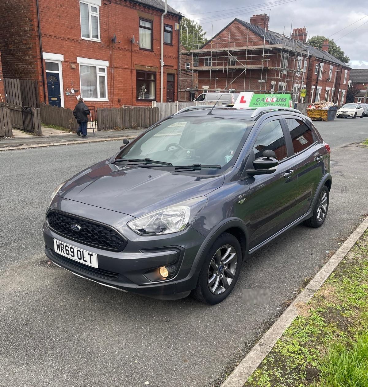 Drive With Callum’s grey Ford Ka+ tuition car seen from the front nearside